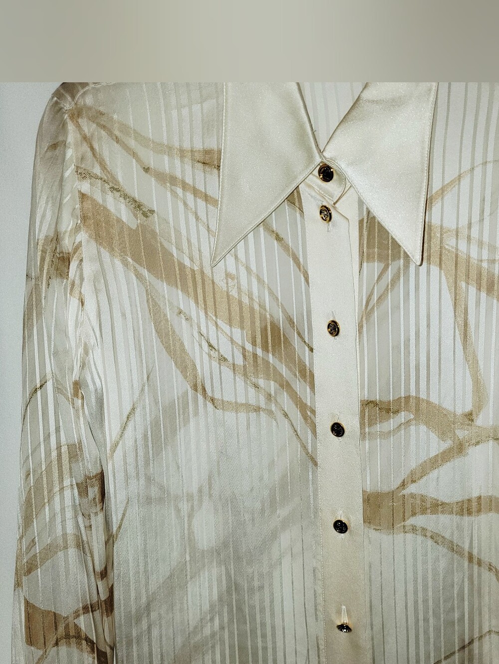 Vintage ESCADA Marble Print Silk Blouse - Picture 3 of 9